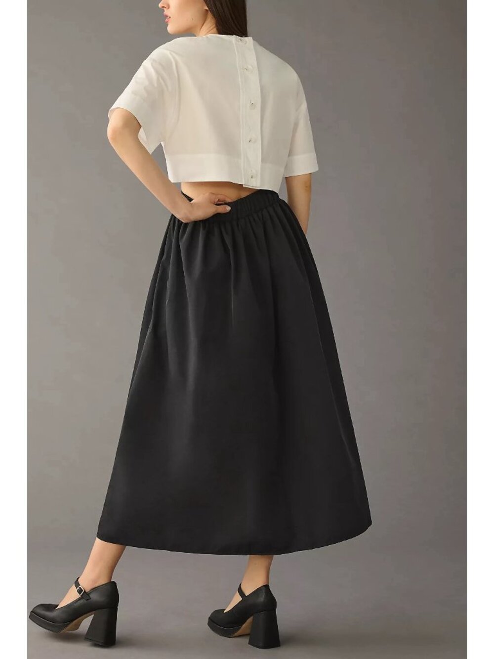Mare Mare x Anthropologie A-Line Midi Skirt in Black - Picture 3 of 9